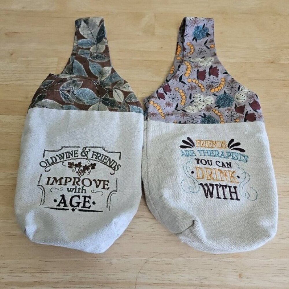 Decorative Wine Tote Bag Set With Funny Quotes‎